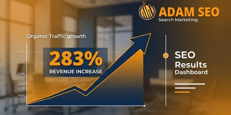 Travel business SEO results dashboard showing organic traffic growth